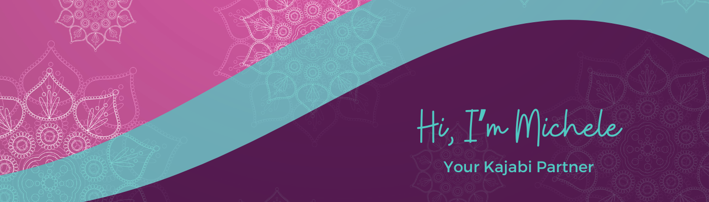 Mandala background with wording: Hi, I'm Michele, Your Kajabi Partner