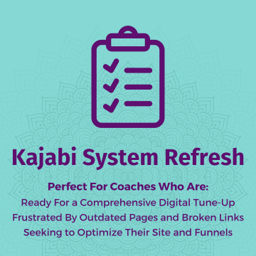 Image of a clipboard checklist with wording: Kajabi System Refresh