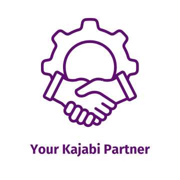 Image of a gear and handshake with wording: Your Kajabi Partner