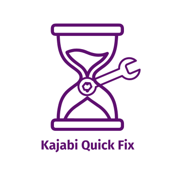 Image of hour glass and wrench with wording: Kajabi Quick Fix