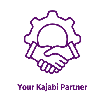 Image of a gear and handshake with wording: Your Kajabi Partner