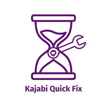 Image of hour glass and wrench with wording: Kajabi Quick Fix