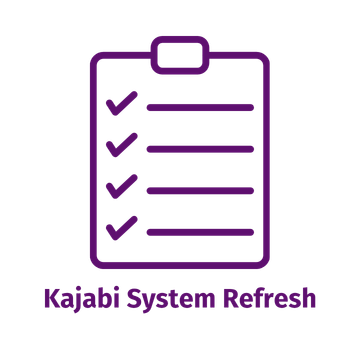 Image of a clipboard checklist with wording: Kajabi System Refresh